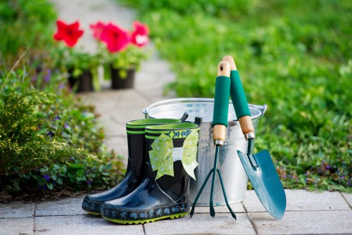 Moss and algae removal from a garden patio in Merton Park