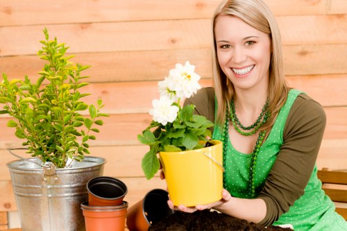 Garden waste being measured in cubic yards for clearance pricing